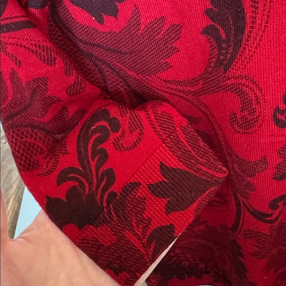 Talbots Red And Black Patterned Sweater 100% Meri… - image 4